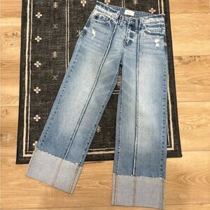Kancan light wash wide leg cropped denim jeans